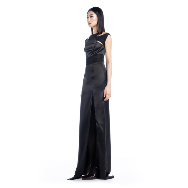 Elegant Formal Evening Dresses 100% Polyester Maxi Satin Cutout Bold Party Dress Women's Clothing Luxury Evening Gowns Anyshape