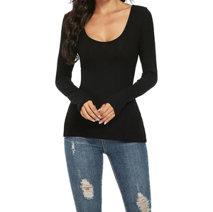 Camisetas de Manga Larga para Mujer, Nueva Llegada, Logotipo Personalizado al por Mayor, 100% Algodón, Camisetas Lisas Estampadas para Mujer - Product Image 2