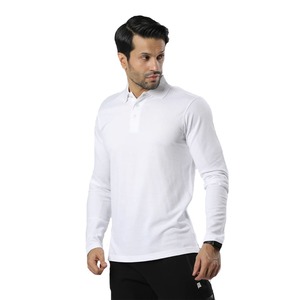 2025 venta al por mayor de hombres Casual manga larga Polo liso camiseta transpirable de talla grande viejo dinero clásico 100% algodón Polo camisa - Product Image 4