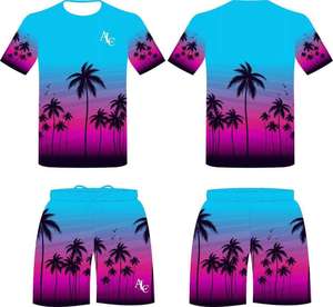 Nouveau 2025 ensemble de shorts respirants pour hommes ensembles de t-shirts élégants imprimés par sublimation personnalisé 100% ensemble de chemises courtes en coton - Product Image 4