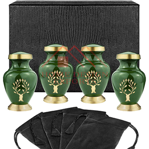 Vase d'urnes en métal en aluminium massif fini émail vert au prix de gros - Product Image 2