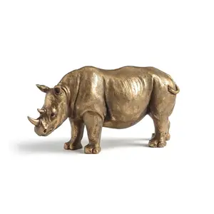 Gold Antiqui Rhino Sculpture For Home Decor Hotels Room Decor and Indoor and outdoor Statue Show Piece