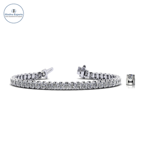 Estilo Vintage 1.91ct Lab Grown Brilliant Cut Diamond Tennis Bracelet Solid 14K Gold IGI Certified Claw Setting para mujer - Product Image 1