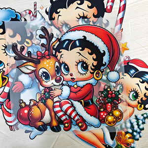 Transferts DTF personnalisés, prêts à être pressés, impression par transfert plastisol, <span class=keywords><strong>Betty</strong></span> Boop Noël, autocollants thermocollants pour t-shirt - Product Image 2