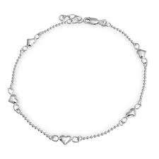 Indian Handmade <b>Silver</b> Heart <b>Charm</b> Anklet 925 <b>Sterling</b> <b>Silver</b> Ankle <b>Bracelet</b> for Women and Girls Wear in Wedding Party's - Product Image 2