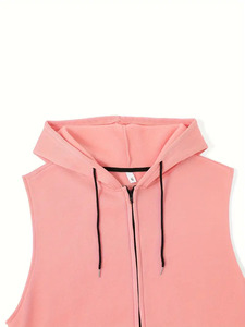 เสื้อกั๊กผ้าคอตตอนผสมโพลีเอสเตอร์แบบสั่งทำ OEM สำหรับผู้ชาย สีพื้น ระบายอากาศได้ดี เหมาะสำหรับใส่เป็นเสื้อคลุมช่วงฤดูใบไม้ผลิ เสื้อกล้ามมีฮู้ด - Product Image 3