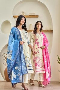 Conjunto de diseñador de lujo High on Demand Heavy Rayon Kurta Pant & Dupatta Set con trabajo de lujo Exportador y proveedor indio - Product Image 2