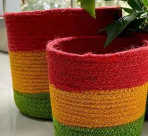 Nouveaux paniers de rangement modernes en corde de coton de grande taille, en jute d'inspiration naturelle, pour vêtements d'adultes, eau potable directe provenant du Bangladesh - Product Image 1