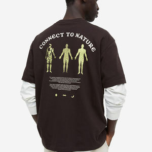 Nuevo estilo personalizado de alta calidad 100% algodón diseño de impresión casual manga corta fresco camiseta suelta hombre - Product Image 4