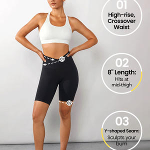 Pantalones Cortos de Ciclismo Ajustados de Cintura Media para Mujer, Estilo Nuevo, Poliéster/Spandex, Personalizables, Ecológicos, Transpirables, con Cierre de Cordón, Flexibles - Product Image 2