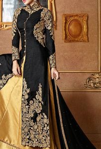 BEAUTIFUL & TRENDY---STYLISH <b>JACKET</b> WITH LEHENGA DRESS EMBELLISH BEAUTIFUL CRYSTAL GLASS BEADS,DABKA WORK for Party-WEAR @ 2022 - Product Image 2