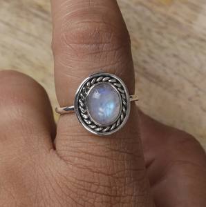 แหวนแต่งงานมูนสโตนสีเงินสเตอร์ลิงสำหรับ925ของผู้หญิงแหวนเพชรสไตล์ลาริมาร์การตั้งค่าแบบคลาสสิกส่งตรงจากร้าน - Product Image 1