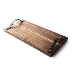 Bandeja de madera con forma rectangular de mango de metal clásico para bandejas de comida y bebidas de Mesa para el hogar y el hotel - Product Image 2