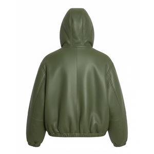 Chaqueta Bomber con Capucha, Forro Polar, 100% Algodón, Verde, Talla Grande, Personalizada, de Lujo, para Hombre, Primavera, Impermeable, Ecológica - Product Image 2