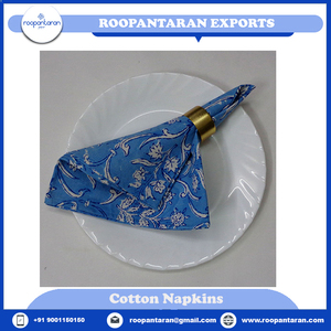 High Quality 100% Pure Cotton Table Napkins Handmade Block Printed Embroidered Modern Dining Low Price <b>Cloth</b> Accessories - Product Image 2