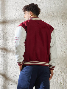 Chaqueta universitaria de lana de alta calidad para hombre, tipo de cierre, bolsillos con botones, chaqueta Bomber de béisbol universitaria cálida Letterman para hombre - Product Image 2