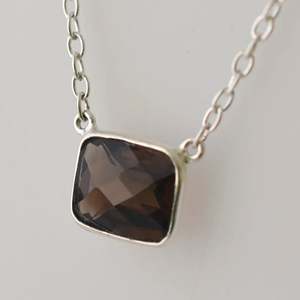 Navya Craft Smoky Quartz 925 Sterling <b>Silver</b> Women's Crystal <b>Necklace</b> Gemstone Jewelry for Christmas Valentine's Day - Product Image 4