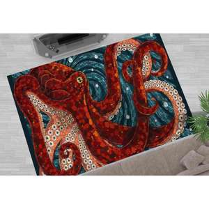 Alfombra con Diseño de Pulpo: Alfombra Antideslizante, Alfombra Estampada, Alfombra de Chenilla - Product Image 1