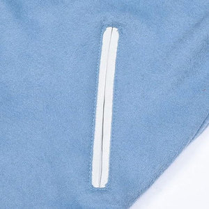 <b>Men's</b> Light Blue Varsity <b>Jacket</b> With <b>White</b> Sleeves Preppy Style Turn-down Collar Regular Fit Polyester Cotton Shell Autumn Wear - Product Image 4