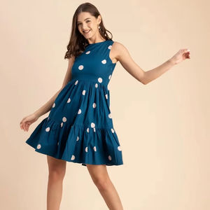 Vestido de algodón con estampado Floral de bloque de mano indio, nueva moda, ropa informal de verano para boda, tejido de cintura Natural hecho a mano - Product Image 1