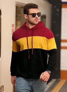 Sudadera de manga larga con bloques de colores para hombre, sudadera informal de invierno con bolsillo de canguro, diseño moderno, ajuste cómodo - Product Image 2