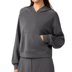 Sudadera Corta Personalizada con Logotipo al por Mayor, Sudadera Lisa para Mujer, Sudadera con Capucha de Felpa de Algodón Suave, Sudaderas Cortas con Capucha para Mujer - Product Image 5