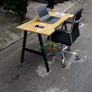 BNVCN78008-1.2m X 60cm Rubber Wood <b>Computer</b> <b>Desk</b> with A-Shaped Iron Legs (25x50mm) Assembly Required - Product Image 5