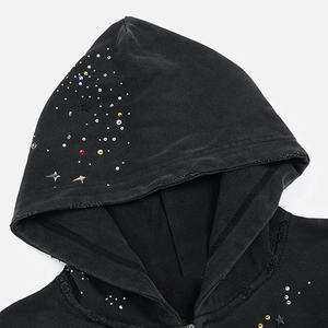 Sweat à capuche zippé noir élégant pour homme 2025/2026 avec motif de points d'étoiles dispersés accrocheurs, doux et décontracté pour un usage quotidien - Product Image 5