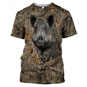 T-shirt tricoté unisexe camouflage respirant 100 % polyester coupe oversize séchage rapide écologique – Vente en gros - Product Image 5