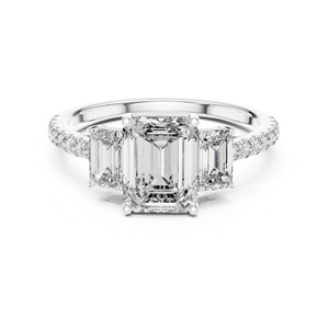 1.75ct <b>Emerald</b> Cut Moissanite 3 Stone <b>Ring</b> 925 Sterling <b>Silver</b> Bridal Fine Jewelry Wholesale Engagement Wedding Luxury Statement - Product Image 5