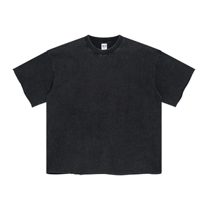 O Neck Hip Hop 100% Cotton Washed Vintage 300 Grams <b>Heavyweight</b> Acid Wash Blank Oversized DTG Print Custom <b>T</b>-<b>shirt</b> for <b>men</b> - Product Image 3