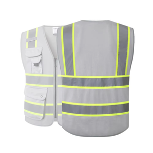Chaleco de ropa de trabajo de alta visibilidad con logotipo personalizado con ropa de lona de seguridad de verano con múltiples bolsillos para ropa de trabajo - Product Image 6