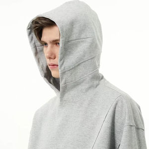 เสื้อฮู้ดแฟชั่นแบบพรีเมียมของผู้ชายเสื้อฮู้ดผ้าฝ้ายผสมเฟรนช์เทอร์รี่สีเทาเสื้อสเวตเตอร์มีฮู้ดกำหนดโลโก้ได้เองสำหรับผู้ชาย - Product Image 2