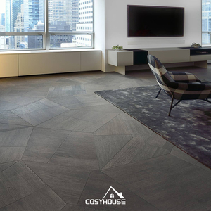 Parquet in Noce Nero con Motivo Versailles Antico Francese, Elegante Pavimento in Legno Ingegnerizzato per Soggiorno - Product Image 4