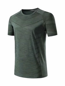 Service OEM en gros, t-shirts personnalisés pour hommes, motif uni, tricotés en coton/fibre de bambou, séchage rapide, respirants, vêtements de sport, course à pied - Product Image 4