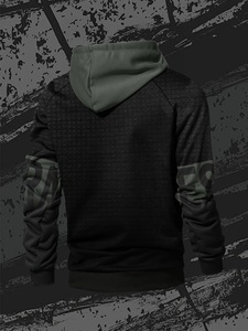 Sweat à capuche zippé à manches longues avec bloc de couleurs pour hommes - Product Image 6