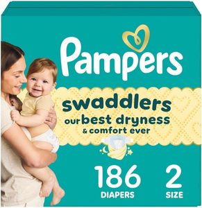 Couches Pampers Swaddlers, taille 2 (4,5-10 kg), 186 unités, absorbantes, gardent bébé au sec et confortable, sûres pour la peau, couches jetables pour bébé - Product Image 6