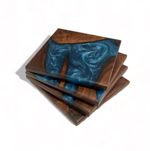 Dessous de verre en bois et résine design coloré tapis de table en résine forme carrée personnalisé sous-verre fantaisie personnalisé - Product Image 5