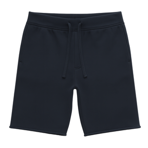 Shorts en molleton pour homme, bleu marine, 100% coton biologique de luxe, pré-rétréci, certifié GOTS, confortable, coupe classique - Product Image 1