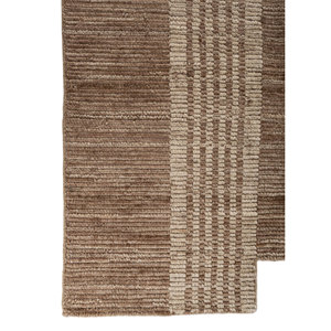 พรมทอมือลายเส้นสีเบจและสีน้ำตาลขนาดใหญ่ 9x12 ฟุต รูปทรงสี่เหลี่ยมผืนผ้า สำหรับบ้าน ห้องนั่งเล่น ทางเดิน-Hwl-443 - Product Image 4