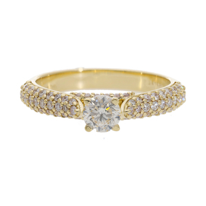 Bague de fiançailles luxueuse pour femme en or 14 carats plaqué rhodium, sertie de diamants naturels taille classique, avec accents pavés pour une brillance maximale - Product Image 1