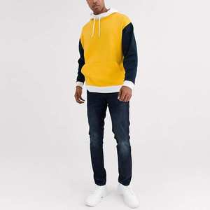 Nouveau 100% coton deux tons thermique sweats à capuche hiver chaud jaune et noir panneau Streetstyle hommes respirant séchage rapide sweats à capuche - Product Image 4