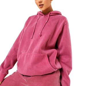 Sudaderas con Capucha de Primera Calidad para Mujer, Lavado Ácido, Logotipo Frontal Personalizado, Felpa Ecológica, Algodón Grueso, Cálidas para Invierno - Product Image 1