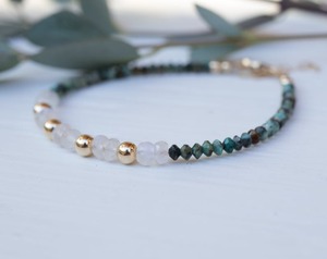 Pulsera apilable de piedra lunar turquesa doble, estilo bohemio hippie, hecha a mano, plata de ley 925, piedras emparejadas, elegantemente superpuesta como un dúo - Product Image 2