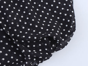 e Collar <b>Black</b> Color Polka Dot Print <b>Long</b> <b>Sleeve</b> Casual Fashion <b>Tops</b> Blouse for Women - Product Image 6