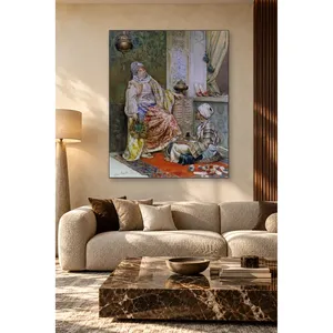 Fida, femme voilée et servante dans une pièce ottomane, impression sur toile orientaliste - Product Image 1