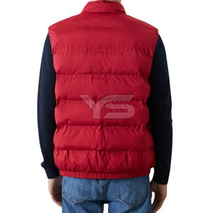Veste d'hiver pour homme, antibactérienne, col montant, sans manches, matelassée, fermeture éclair, style décontracté chic, motif uni, logo sur le devant - Product Image 5