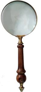 Antique Wooden Handle Aluminium Handheld <b>Magnifying</b> <b>Glass</b> with Polished Technique Model for Reading Books Inspection Brown Color - Product Image 3
