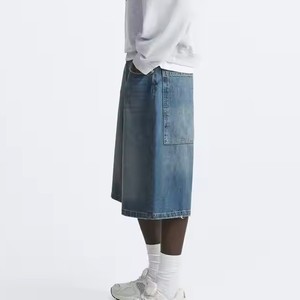 American High Streetwear Pantalones cortos de mezclilla rectos de estilo vaquero desgastado para hombres Pantalones cortos de verano transpirables de alta calidad - Product Image 2