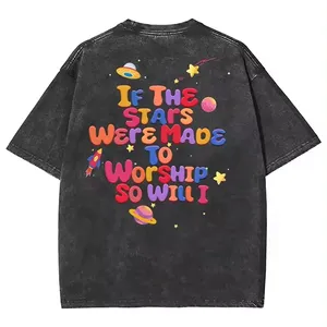 Acid Washed If the Stars Were Made to Worship Graphic Printed Vintage T-Shirt wholesale